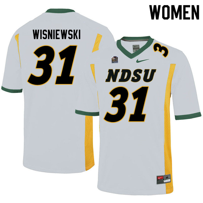 Women #31 Cole Wisniewski North Dakota State Bison College Football Jerseys Sale-White